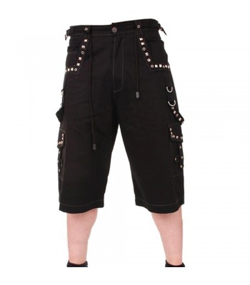 Men Gothic Metal Shorts With Pyramids 